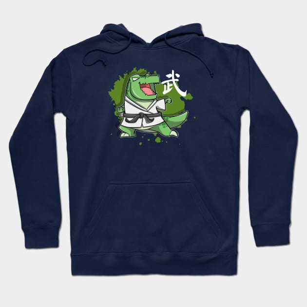 Cute Martial Art Dinosaur Tyrannosaurus Rex Displaying some incredible kung fu and Punches Hoodie by DinoMart